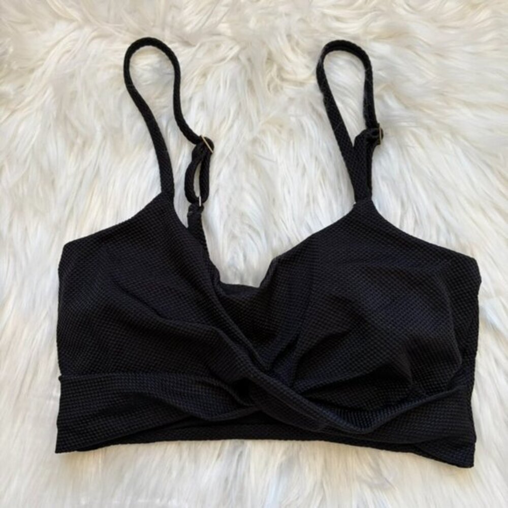 Aerie Twist Black Scoop Bikini Top Women's Small